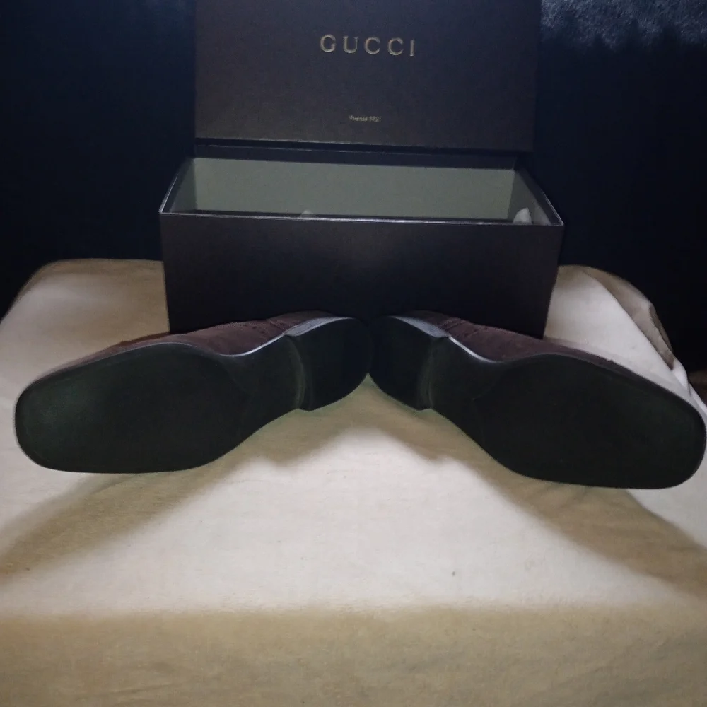 IOB Gucci Bamboo Accent Suede Brogues Men's Size: 9 - Picture 13 of 15